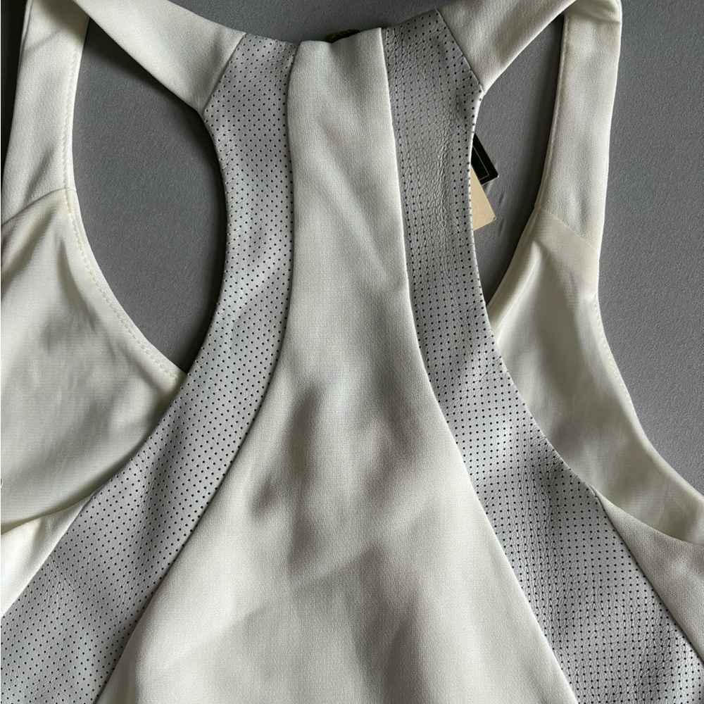 Rag & Bone Womens Chieftain Cream Leather Trim Racerback Tank Minimalist XS NWT - Picture 11 of 11